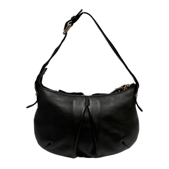 Auth Salvator Ferragamo Black Leather Small Studded Crescent Vara Hobo Bag - Picture 2 of 9